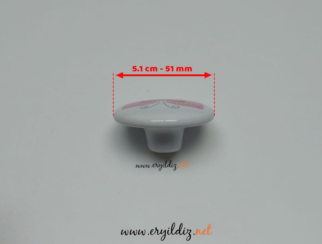 Tomurcuk Pembe Rozet Kelebek Porselen Düğme Mobilya Kulp ( B-128 ) Eryıldız hırdavat