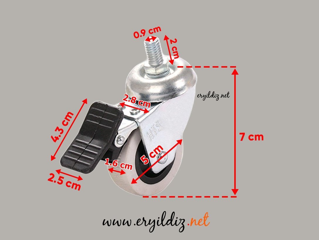 Hts 335 Çift Bilyalı Vidalı Frenli Mobilya Tekeri 50 X 20 Eryıldız Hırdavat