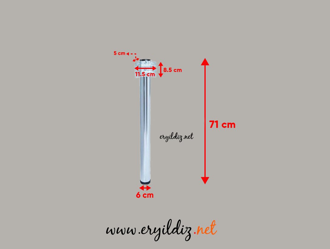  Perçinli Masa Ayağı Krom Ç:60 71 cm Eryıldız Hırdavat 