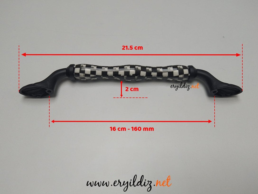 Tomurcuk 1405 Siyah Porselen Mobilya Kulp 160mm Eryıldız Hırdavat 